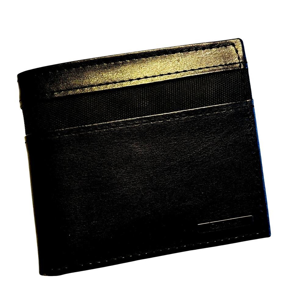 Calvin Klein black leather billfold wallet bifold style men's classic